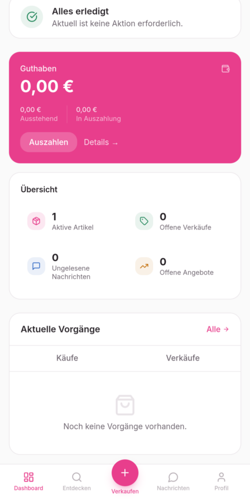 Dashboard HerMarkt